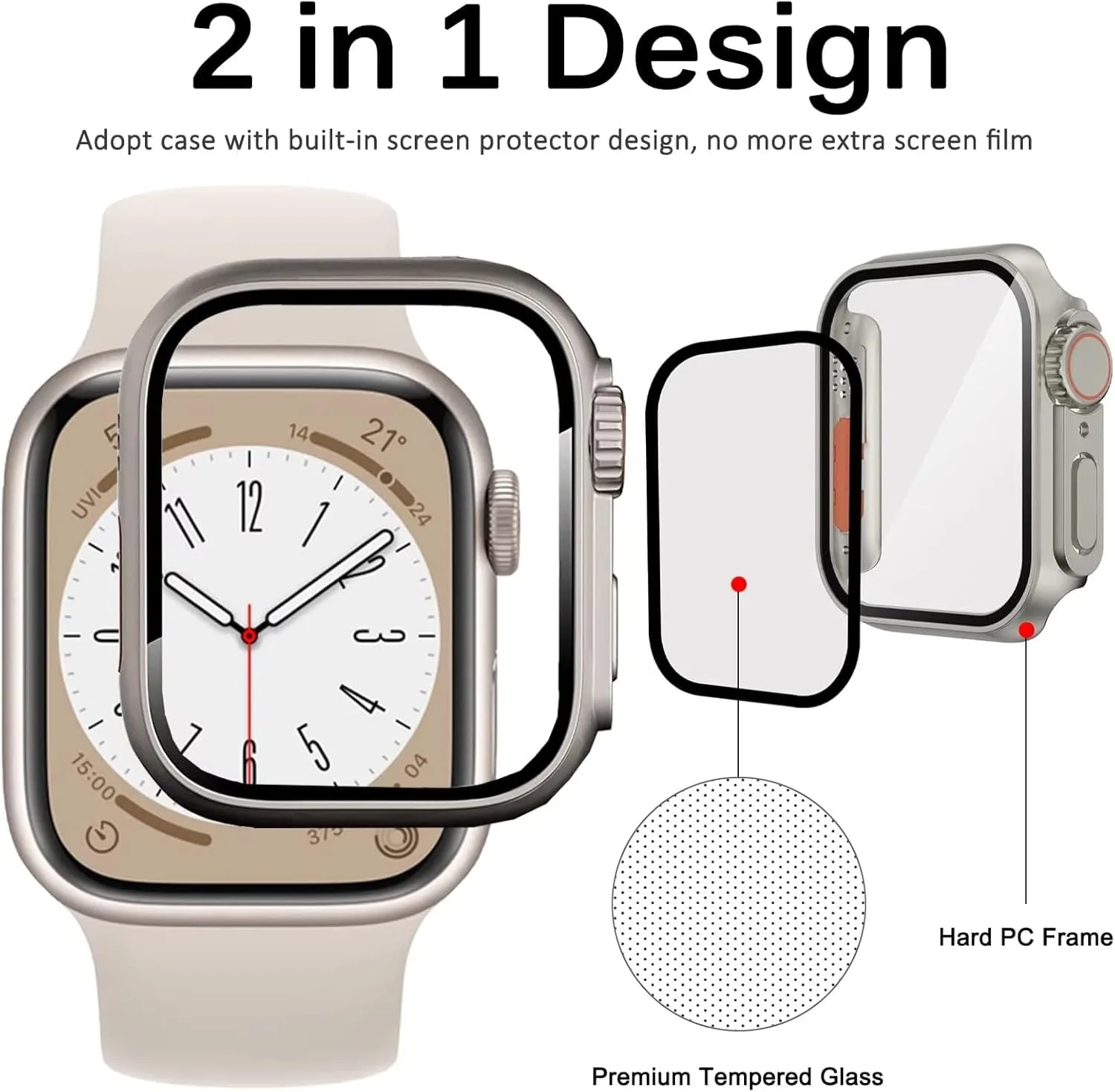 Premium Glass Watch Case with Screen Protector and Ultra Bumper
