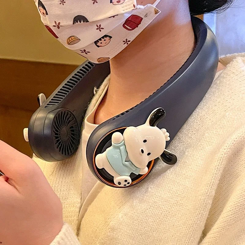 

Sanrio Pachacco Hanging Neck Fan Summer New Cartoon Kawaii Portable USB Rechargeable Leafless 4000Mah Electric Fan for Sports