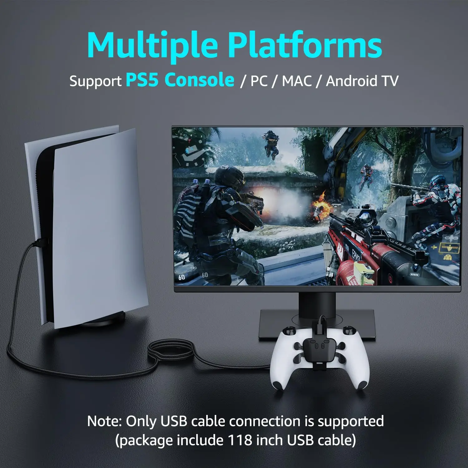 IWGAME Plug and Play Paddles for PS5 Controller PC Mac,4 Back