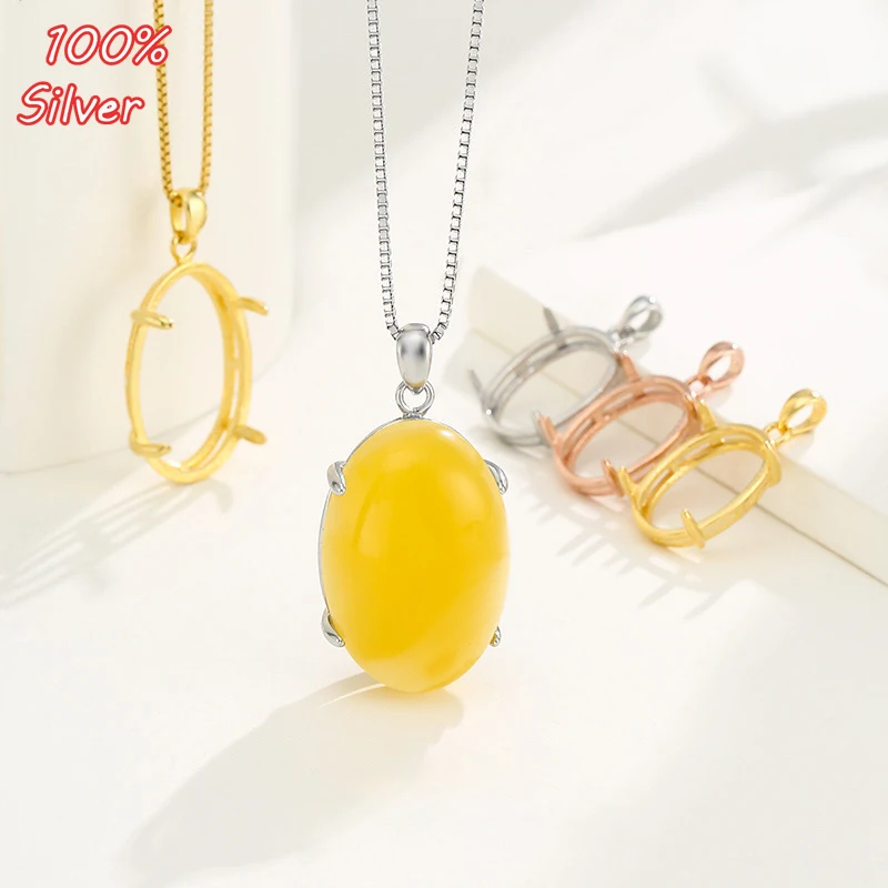 

Лидер продаж, овальное ожерелье из серебра S925 пробы, подвеска в виде лапы, пустая, подходит для кабошона размером 5 х7, 20 х30 мм, камея, сделай сам, изготовление ювелирных изделий, пустая основа