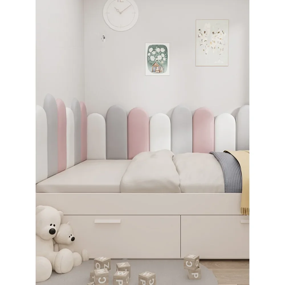 Children's Room Headboard for Bed Tatami Soft Bag Fabric Anti-collision Wall Board Self-adhesive Stickers ראש מיטה