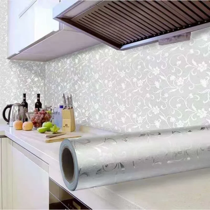 Kitchen Oil Proof Wall Sticker Modern Mould Proof Wallpaper Self Adhesive Film Waterproof Paper Home Decoration Aluminum Foil 5