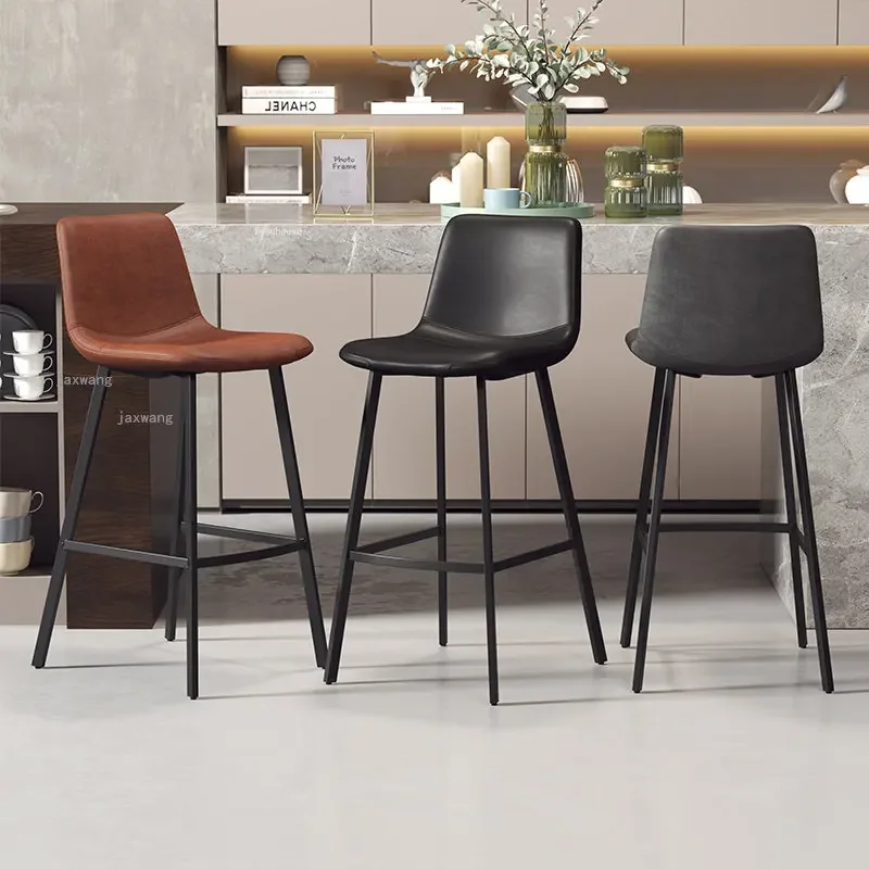 Nordic Iron Bar Chairs for kitchen Simple Bar Stool Home Furniture European Style High Stool Leisure Cafe Backrest chair A
