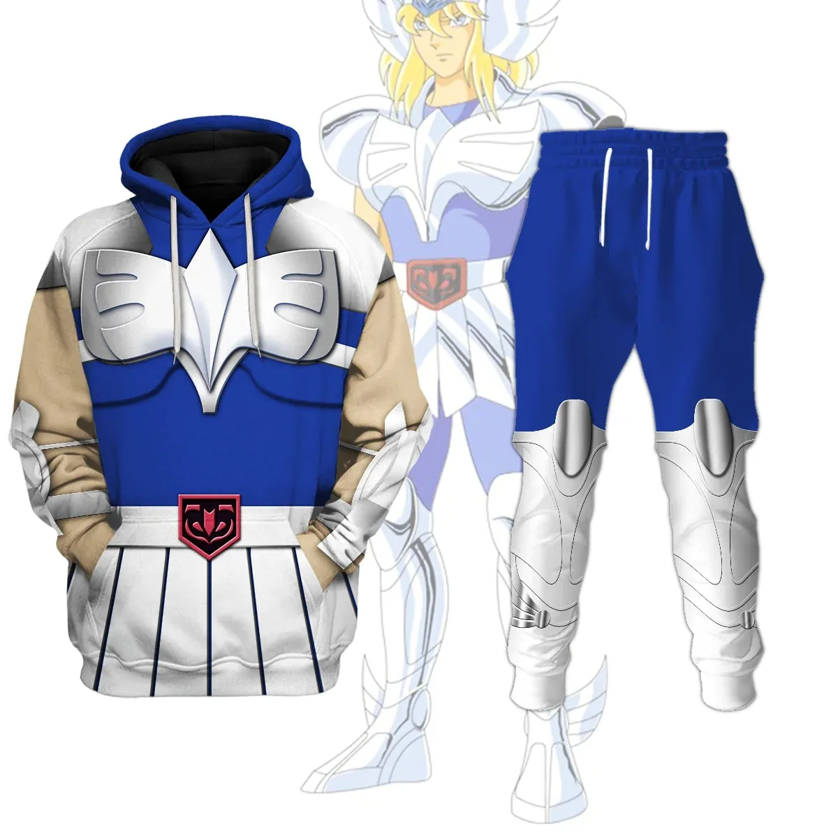 2025 Popular Cosplay Anime Saint Seiya printed hoodies pants sets 3D Street Harajuku Tracksuit sets Men's Sports two-piece suits - Image 4