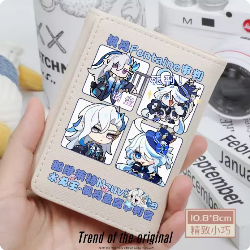 Anime Genshin Impact Neuvillette Fashion Wallets PU Purse Card Coin Hasp Money Bag Cosplay Gift B464