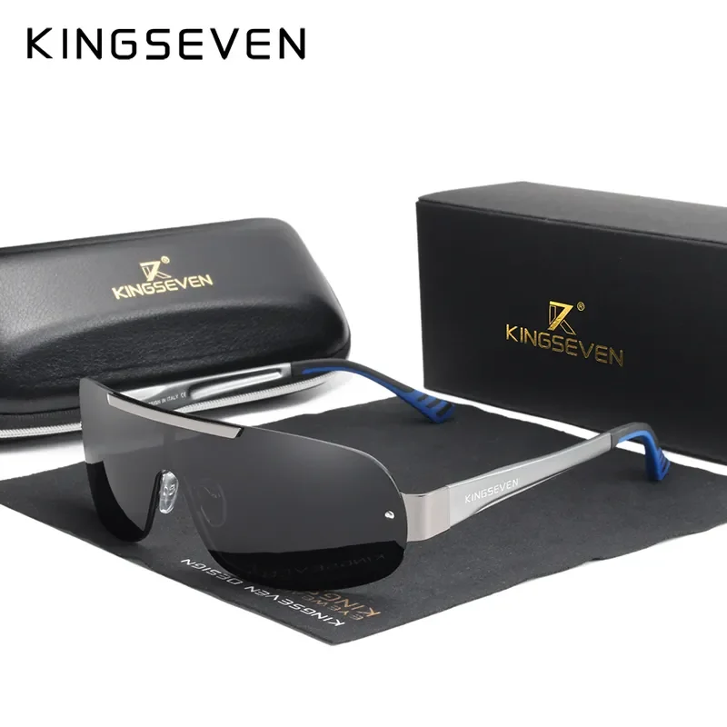 

KINGSEVEN Goggles Design New Aluminum Men's Brand Sunglasses Polarized Sun Glasses Integrated Lens Night Vision Driving Eyewear