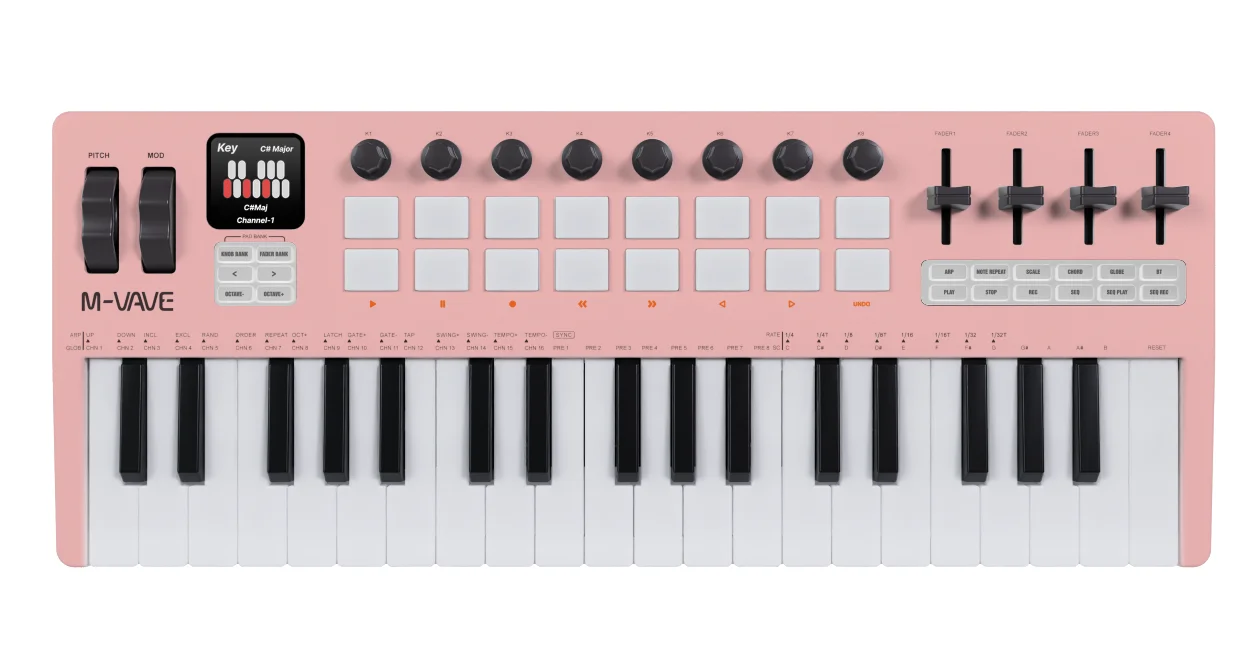 M-vave SMK-37 PRO Teclado MIDI de 37 teclas 16 almofadas RGB 4