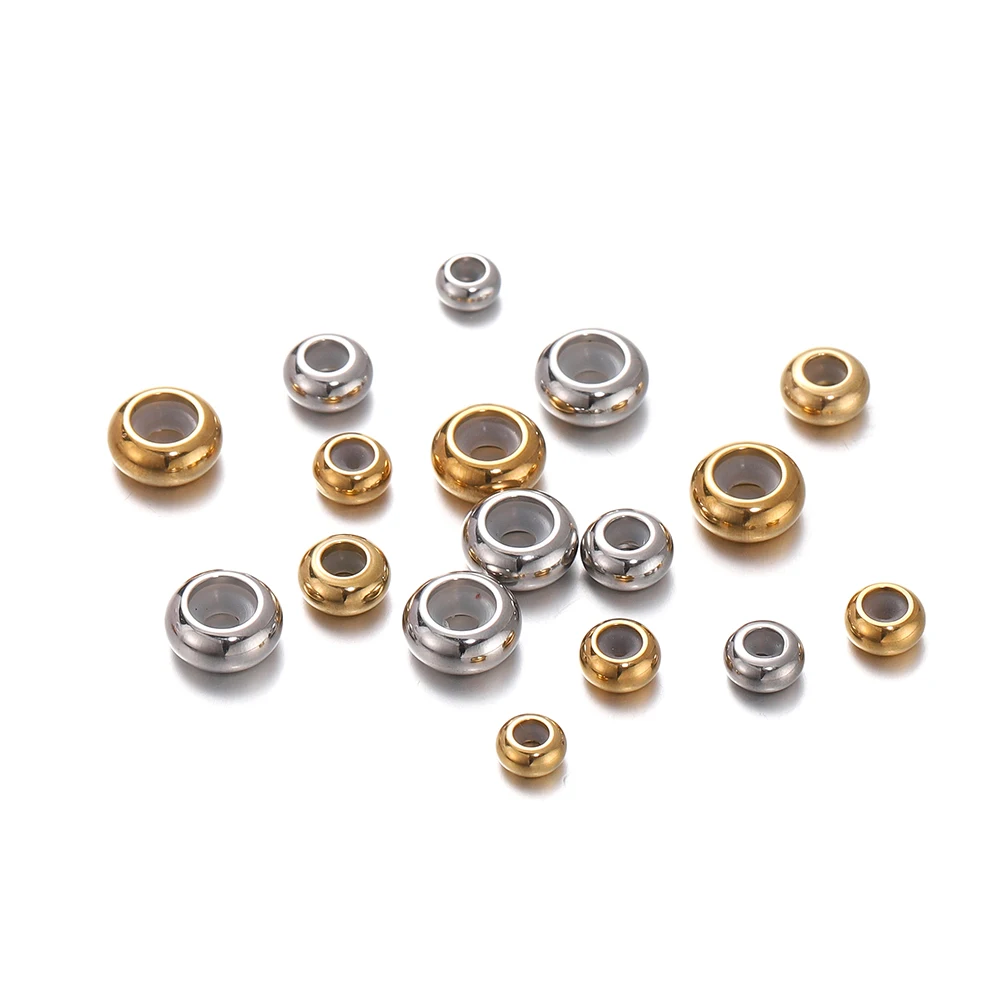 10 Teile/los Edelstahl Anpassung Perlen mit Rutschfester Silikon Ring Gold Farbe Stopper Spacer Perlen für Schmuck Machen