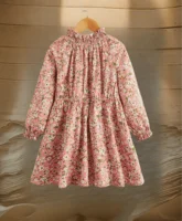 Robe à manches longues de style étranger pour filles, bord d'oreille élastique, petite fleur, douce, fraîche, printemps, automne 2