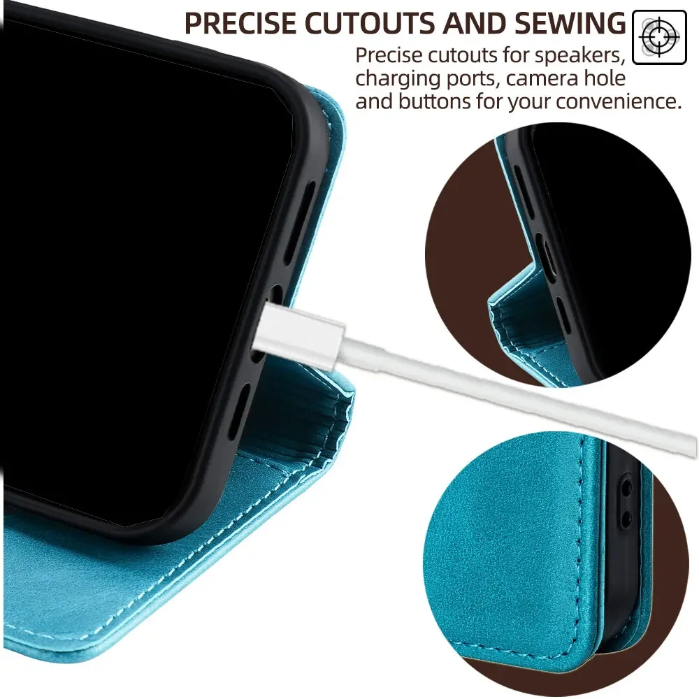 Business Book Style Multi Card Leather Flip Wallet Case with Kickstand