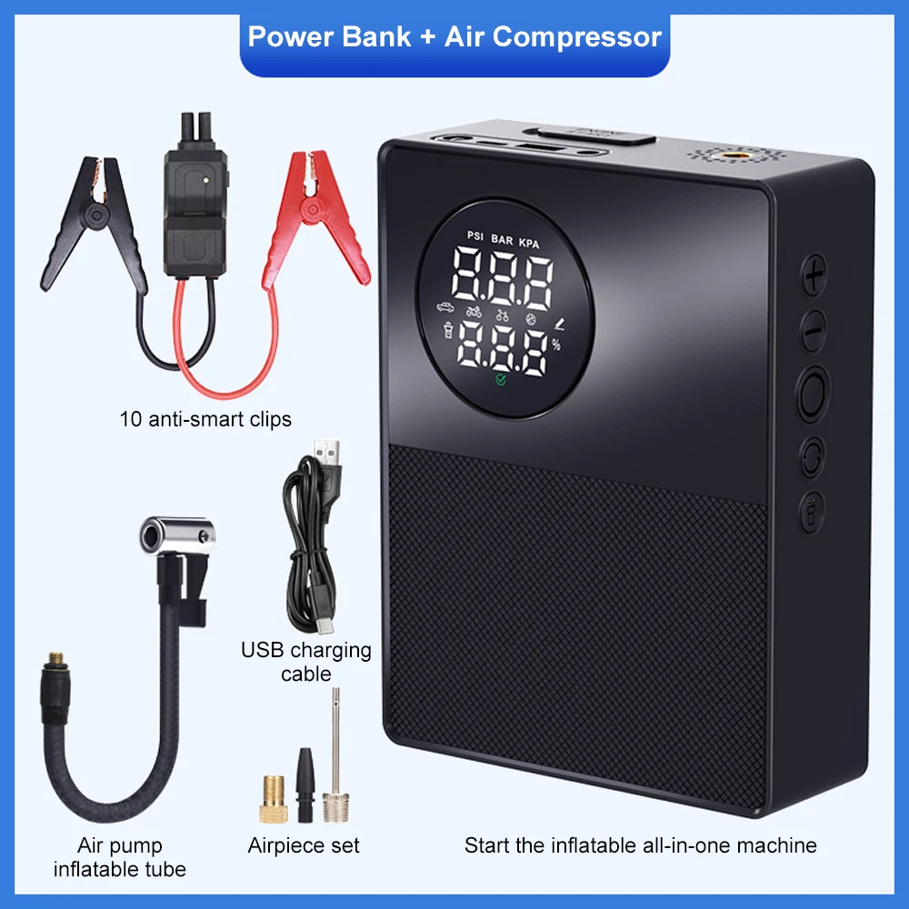 Wireless Portable Inflator Pump 500A 8800mAh Car Jump Starter 2 in 1 Car Air Compressor Air Pump 150PSI Emergency Battery Boost