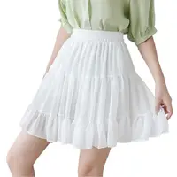Korean Street Fashion Tutu Pleated Skirt Summer Sexy Short Skirts Plus Size Chiffon Mini School Skirt Solid Color Basic Skirts - Image 5