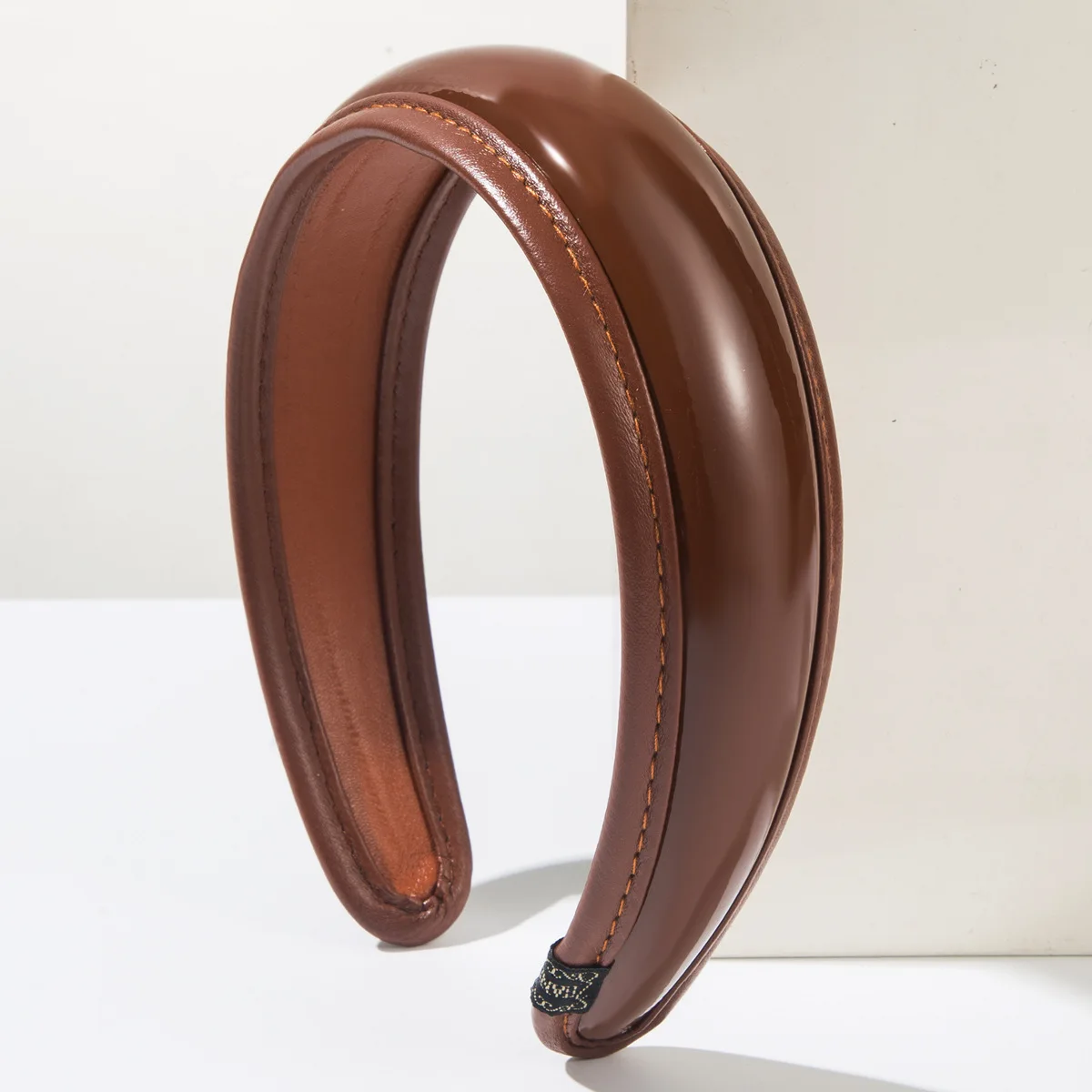 2 Cerchietti Per Capelli Vintage In Pelle Sintetica - Largo 2 Cm, Nero E Marrone