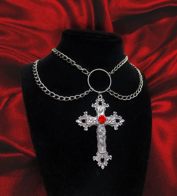 Emo Skull Cross Pendant Necklace