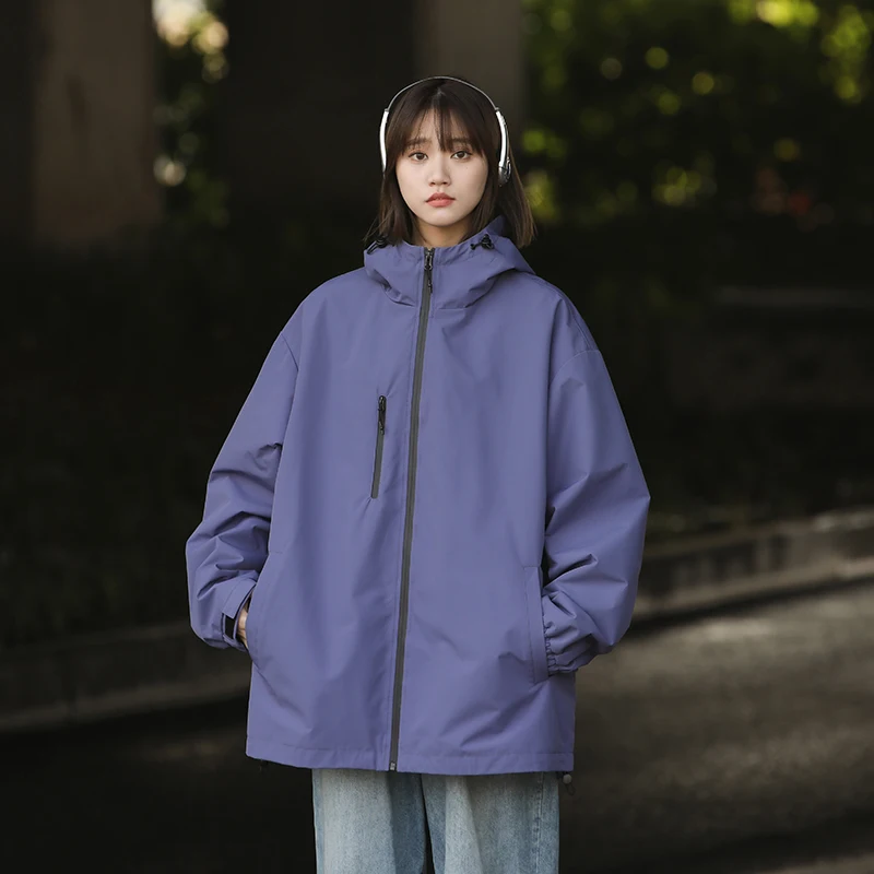 

Куртка мужская с капюшоном, простая однотонная уличная ветрозащитная тонкая верхняя одежда, повседневная Уличная одежда для пар, весна-осень