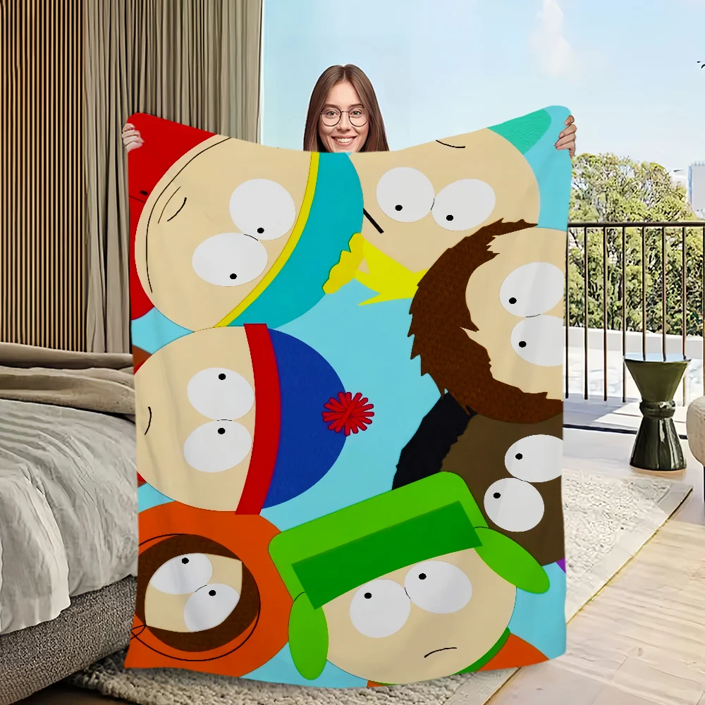 P-park Warm Soft Plush Nap Cartoon Blankets Sofa for Living Room Office Bedroom Home Travel Kid Birthday S-south Gifts Flannel 2