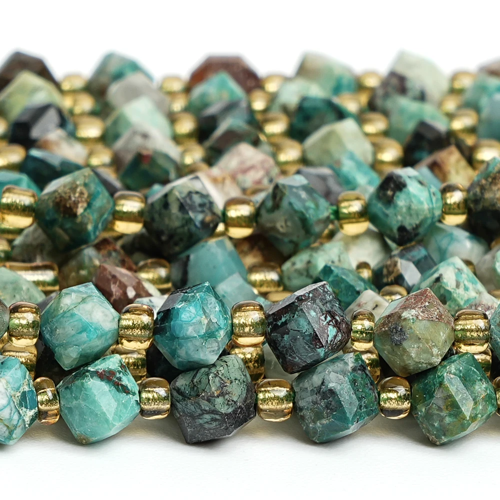 Natural Chrysocolla Faceted Gemstone Loose Beads Spacer Stone Beads Greenish-Black 6MM For Jewelry Making Bracelet Accessories