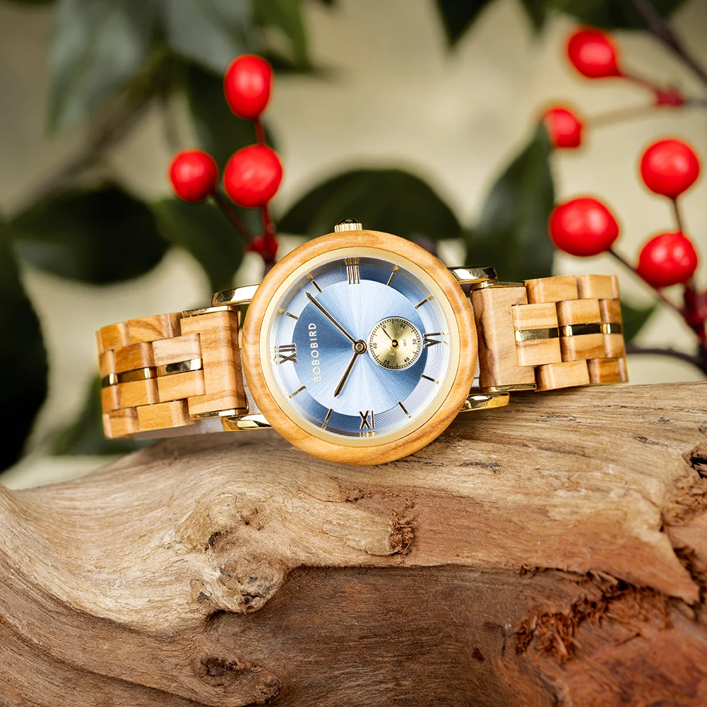 BOBO BIRD Reloj de madera Reloj de pulsera de cuarzo para Mujer