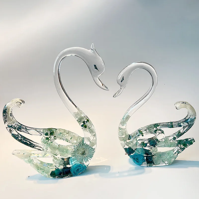 Adorno De Cisne De Cristal Para Decoración, 15x10x8 Cm, Varios Colores, Elegante Y Brillante