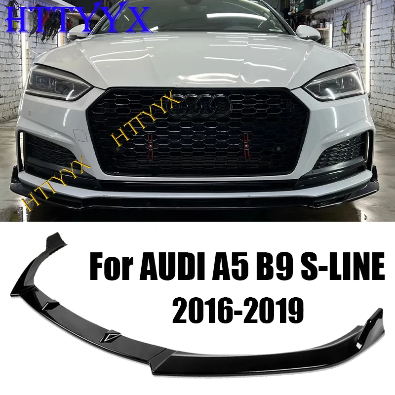 Real 3K Carbon Fiber Front Bumper Lip Spoiler For 2017-2019 Audi A5/S5 B9 S-Line