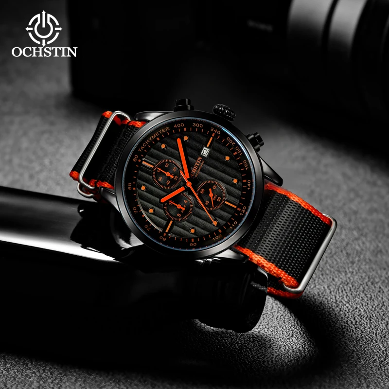 ochstin creative nylon series multi-function quartz movement watch hot models 2024 personality hundred men's quartz watches