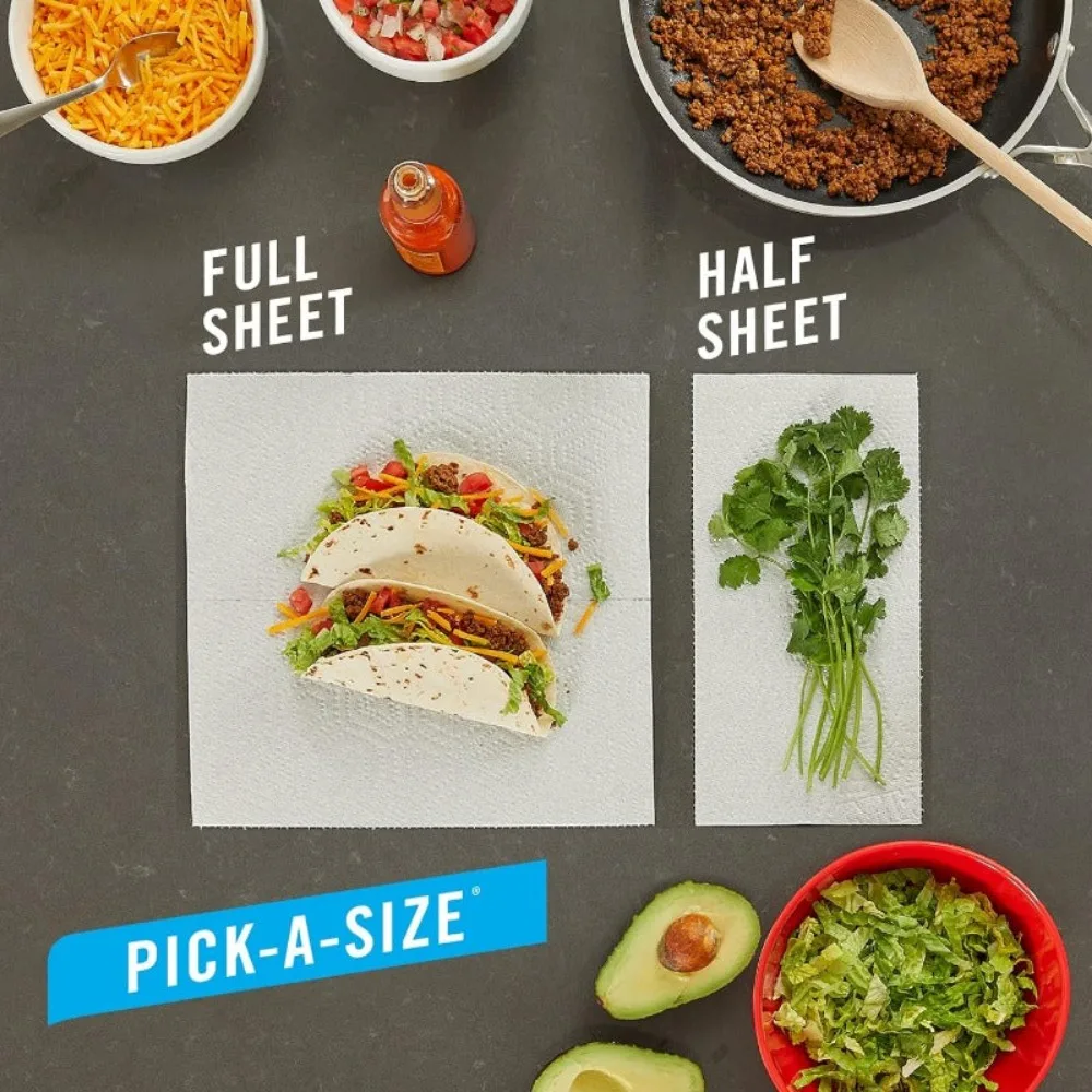 Pick-A-Size Paper Towels, 12 Double Rolls = 24 Regular, 2 Sheet Sizes (Half or Full), Strong Paper Towel For Everyday Use