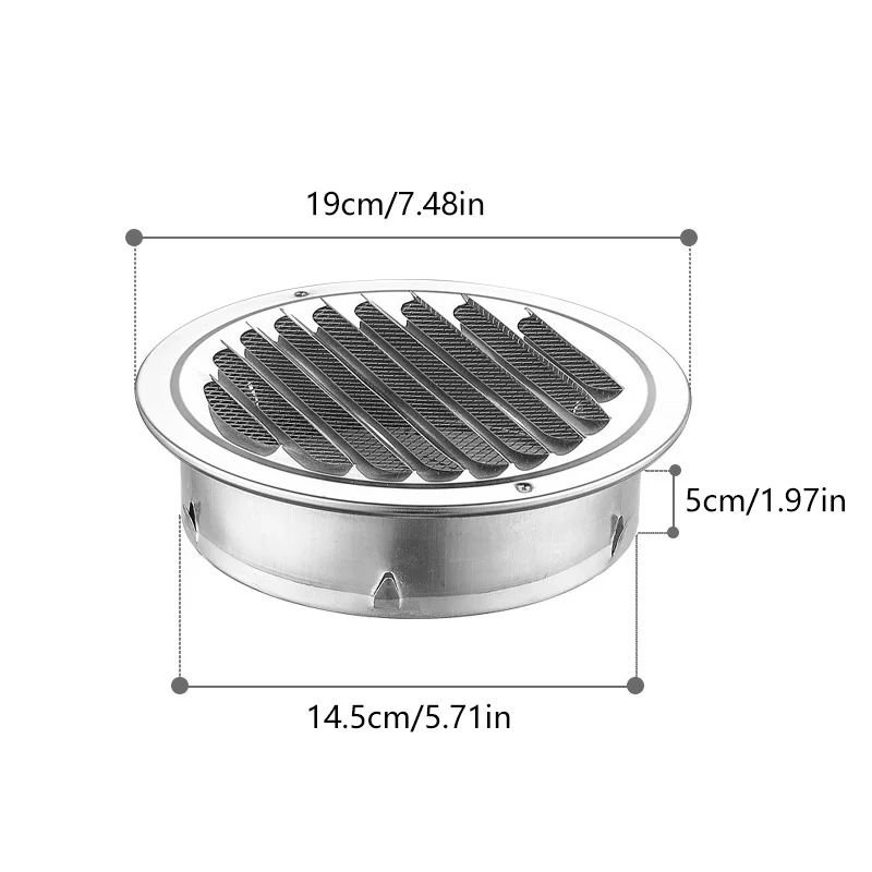Edelstahl-Lüftungsgitter 120 Mm – Mit Mesh, Wind- & Regendicht, Für Wand & Decke