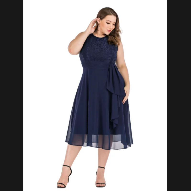 Женское вечернее шифоновое платье-смокинг с кружевом, большого размера ...