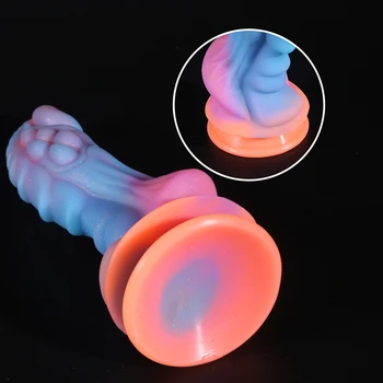 New Luminous Dildo Anal Sex Toys for Women Men Colourful Glowing Dildo Penis Huge Dragon Monster Dildo Butt Plug Adult Toys 2
