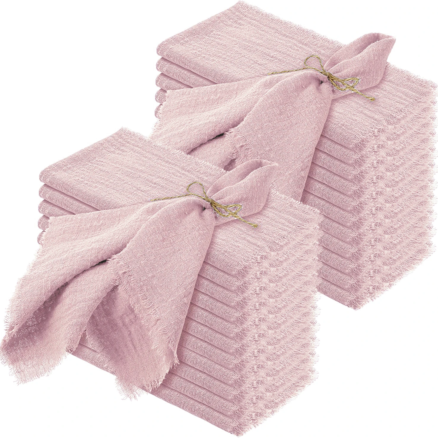 

24pcs 32x32cm Wholesale Pink Gauze Cotton Napkin Reusable Tea Towel Wedding Party Christmas Table Decor Retro Burrs napkins