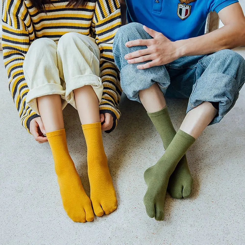 Unisex algodão monocromático Split Toe meias, simples meias confortáveis de dois pés, japonês Harajuku meias, casal meias image