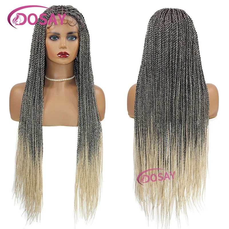 

26" Honey Blonde Full Lace Braided Wigs For Black Women Senegalese Passion Twist Braid Lace Wig Knotless Braided Wigs Synthetic