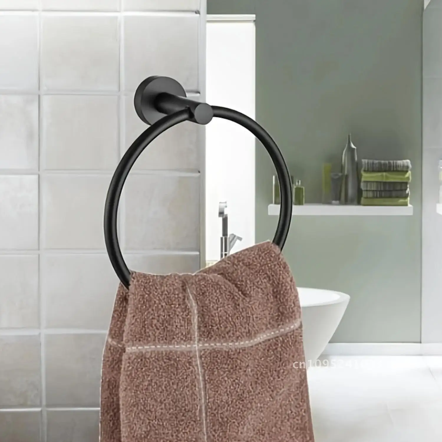 Matte Black Stainless Steel Towel Ring Towel Stylish Wall Rack Elevate-Circular for Modern Your Bathrooms. Mount Decor!
