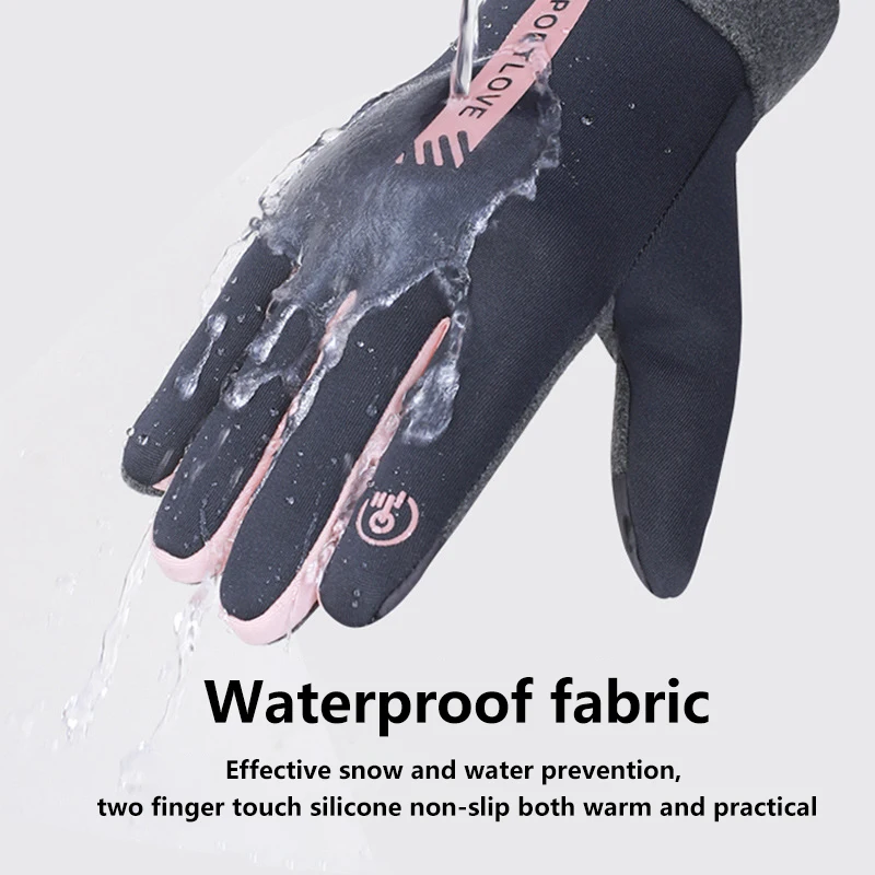 Cycling Gloves Womens Autumn and Winter Sports Warm Gloves Waterproof and Anti Slip Wind Cold Resistant Outdoor Activity