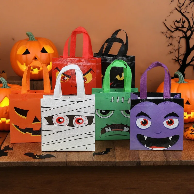 8–32 Stück Halloween-Party-Geschenktüten, Kürbisgeist, Vliesstoff, Süßigkeiten-Snacks, Tasche, 2025, Halloween-Party, Heimdekoration, Zubehör, Kinderbevorzugungen – Detail 3