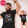 Custom Name Our First Father's Day 2024 Daddy and Daughter Son Family Match Outfits Baby Bodysuit Fathers Day Personalized Gifts 1