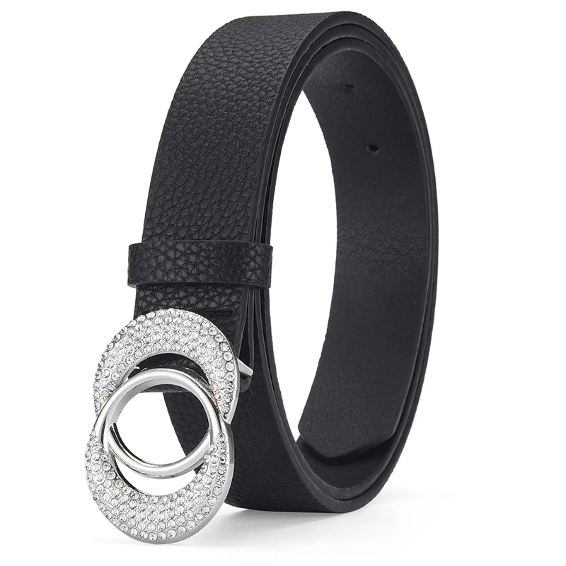 Women'S Inlaid Imitation Diamond Belt Fashion Rhinestone Women'S Belt Paired With Jeans Leather Belt，Gift For Girlfriend And Mon