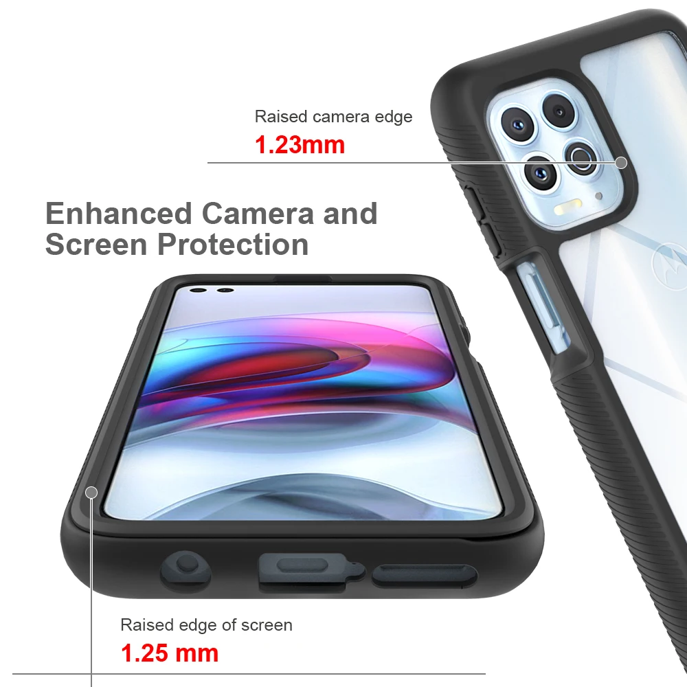 Hybrid Rugged Armor Shockproof Transparent Back Case with TPU Frame