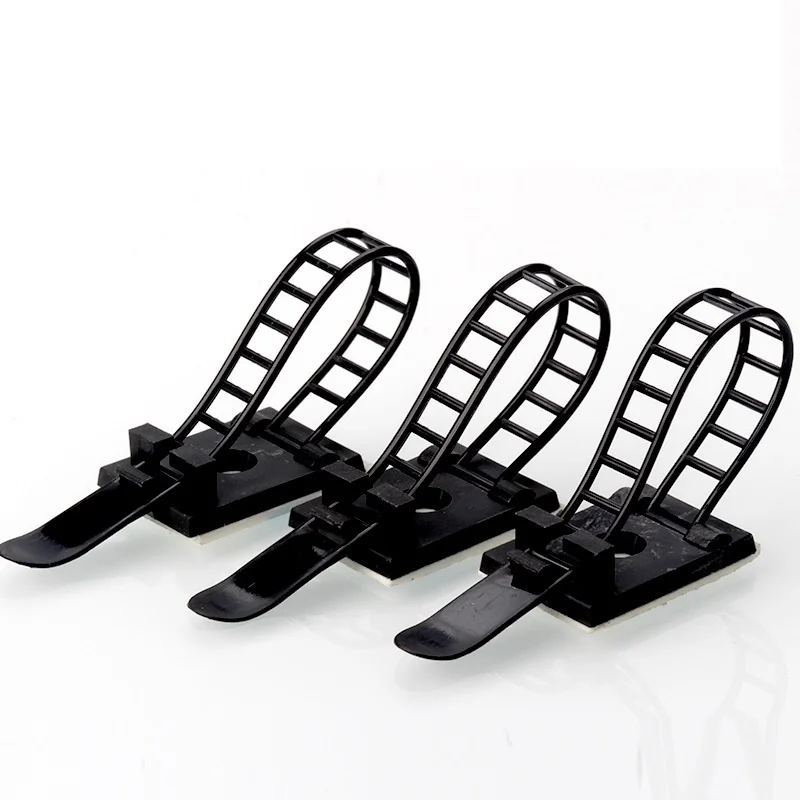 조절식 나일론 케이블 스트랩 타이 와이어 클램프, 접착 케이블 정리함 클립, 20 개