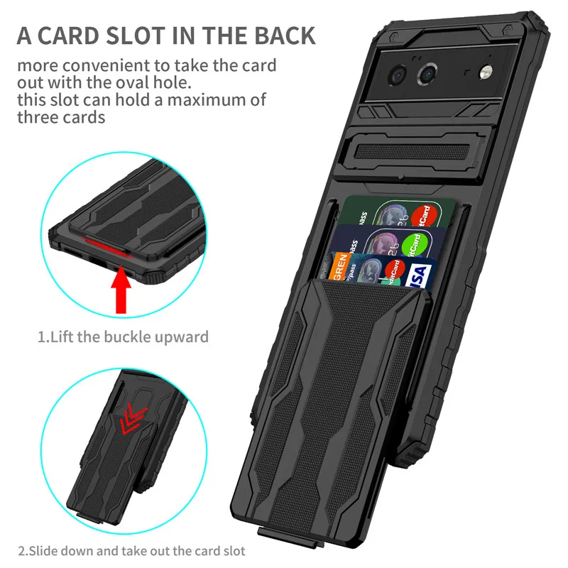 Per Google Pixel 6 Pro Case Armatura Antiurto Con Slot Per Schede Custodie Per Telefono Per Pixel 6 6A Stand Paraurti Cover Posteriore In Silicone