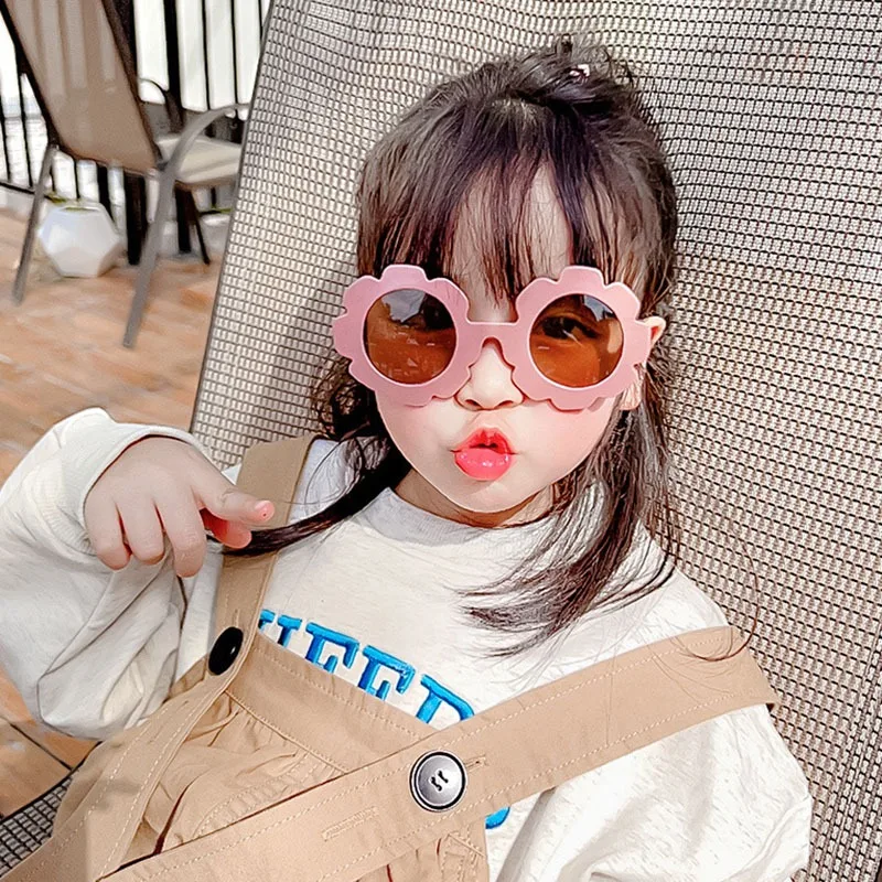 Vintage Cute Kids Girl Sunglasses Child Sun Glasses Round Flower Frame Baby Children UV400 Sunglass Girls Boys Fashion Glasses