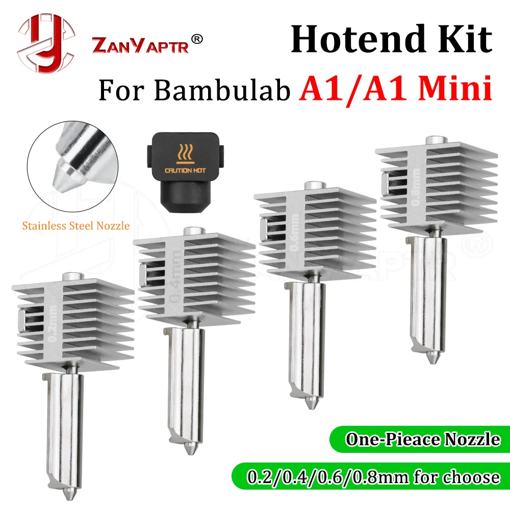 لـ Bambu Lab A1/A1mini ترقية متكاملة عالية التدفق Hotend عدة قطعة واحدة فوهة من الفولاذ المقاوم للصدأ لملحقات الطابعة ثلاثية الأبعاد