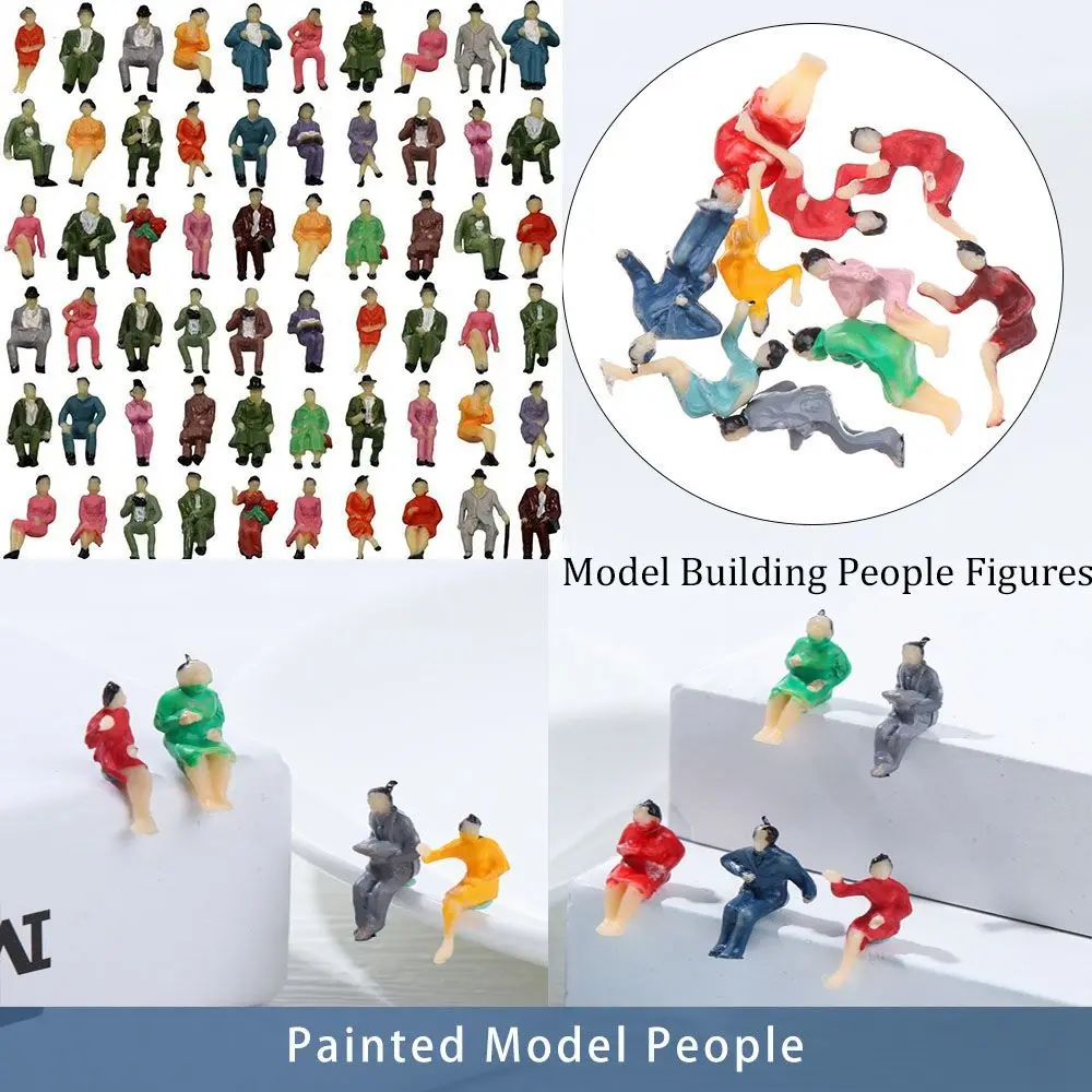 10pcs   1:87 Dollhouse Decorations Model Building Passengers Sit People Figures DIY Character Train Scenery