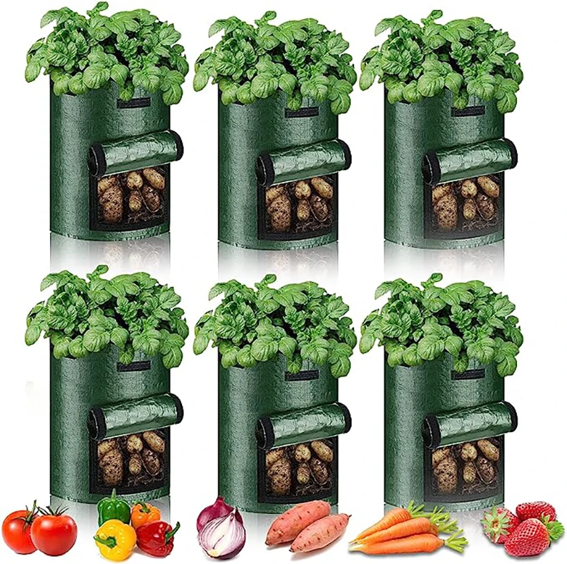 10 Gallons Potato Grow Bag PE Vegetable Grow Bags DIY Fabric Grow Pot