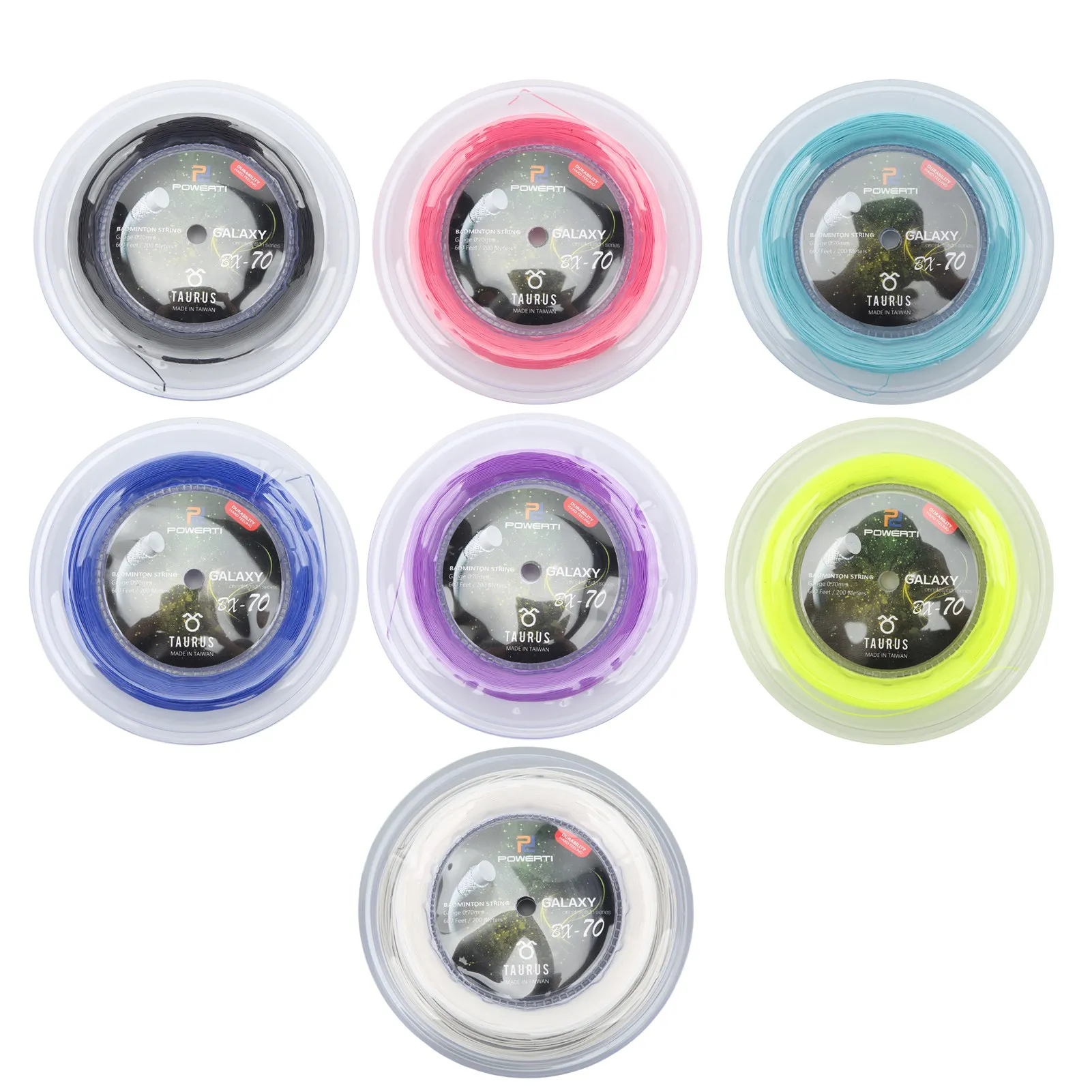 POWERTI BX70 Badminton Rackets String High-elastic Nylon Badminton Racquet String 0.7mm Badminton String 200m Reel