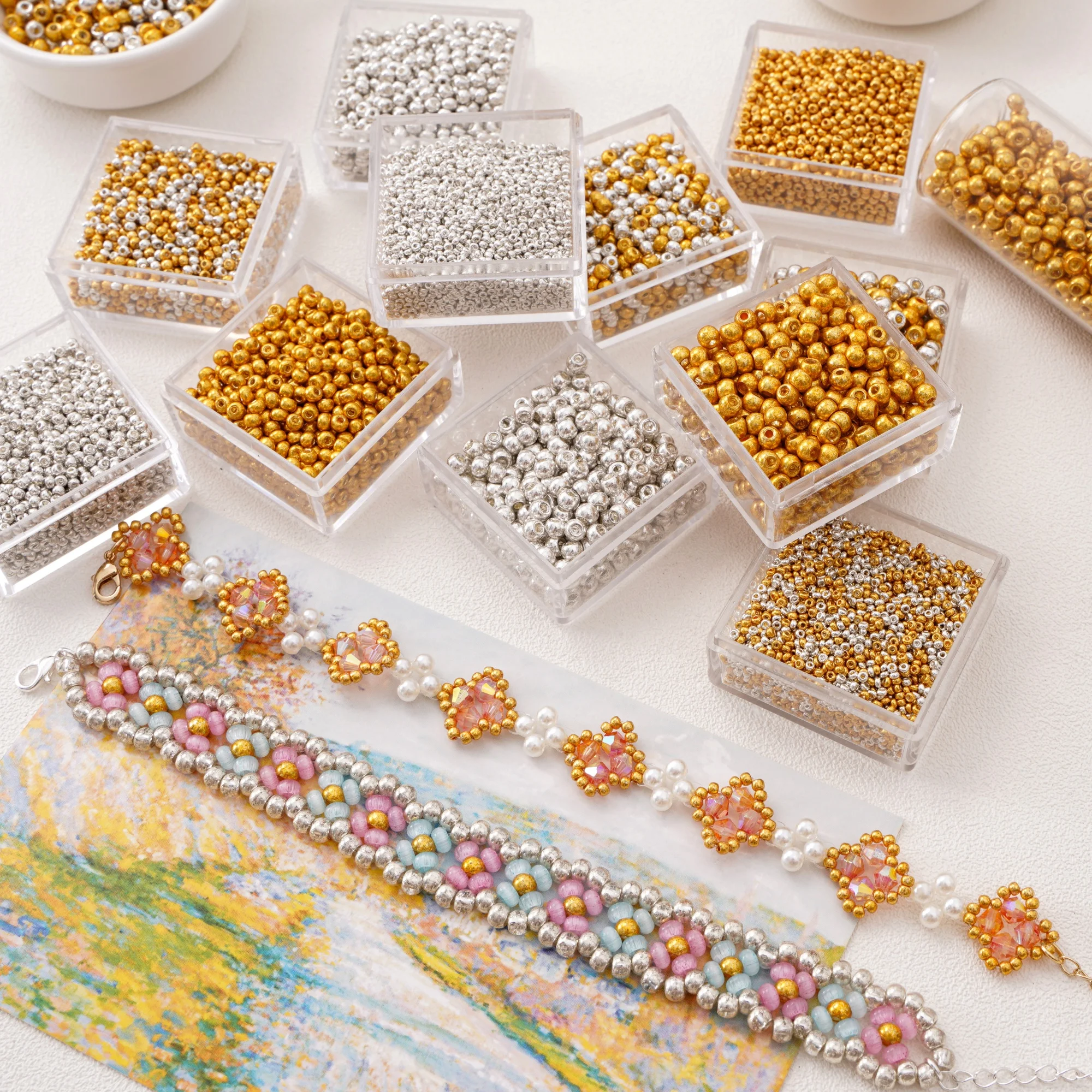 Gold/Silver Glass Seed Beads