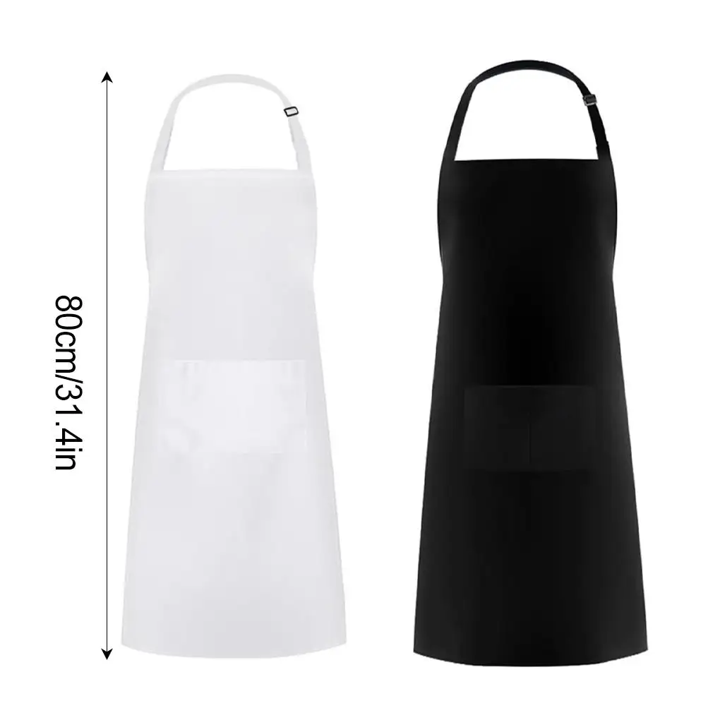 Cotton Adjustable Bib Apron With Large Pocket Waterproof Machine Washable Adjustable Neck Strap