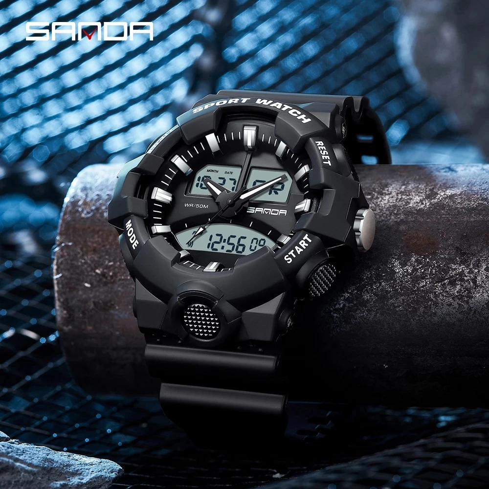 SANDA Sports Men's Watches Top Brand Luxury Military Quartz Watch Men Waterproof S Shock Wristwatches relogio masculino 3130