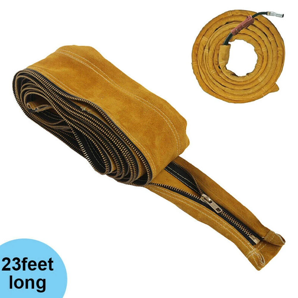

TIG Mig Torch Cable Hose With Zip Welding Cover 23' Long 4\" Wide Accessories Cowhide Leather Metalworking Parts