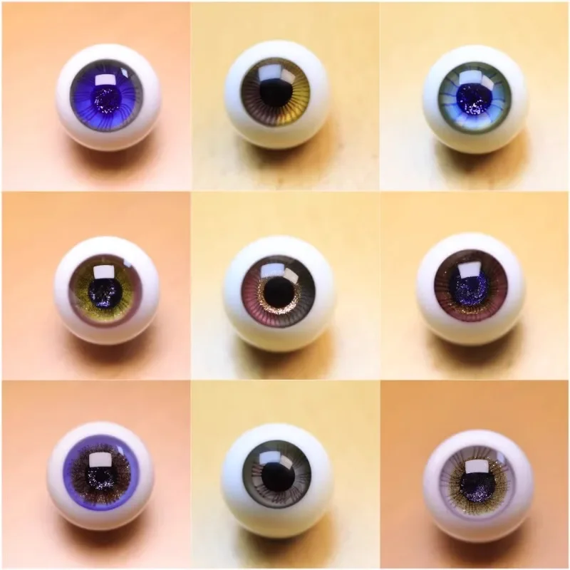 OB11 Doll Glass Eye Beads Bjd Eye Beads 6 Points 3 Points Large Head 18mm Movable Brown Eye Beads Black Pearl